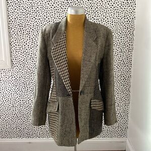 Beautiful Vintage David N  Patchwork Blazer made in Ukraine-sz 6 wool/poly blend